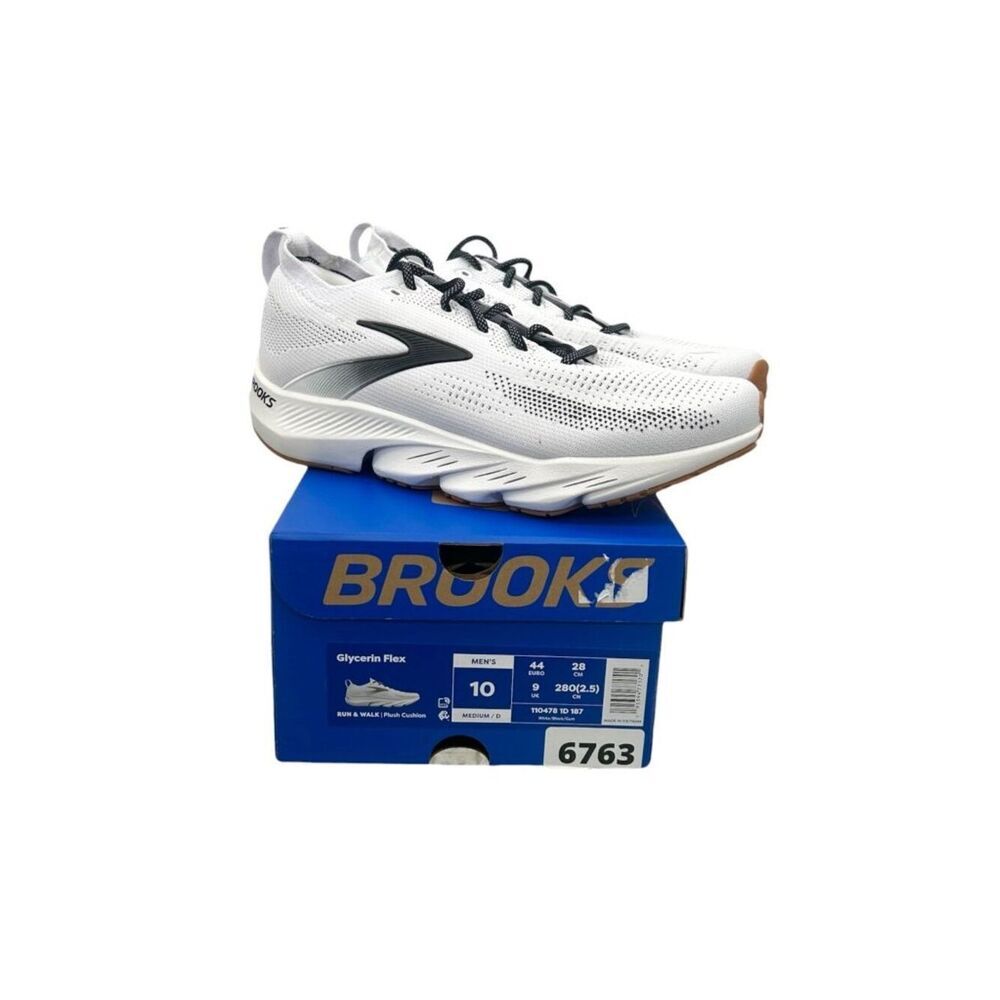 Brooks Glycerin Flex Men’s Size 10 D Medium Cross Training Shoes White Black Gum